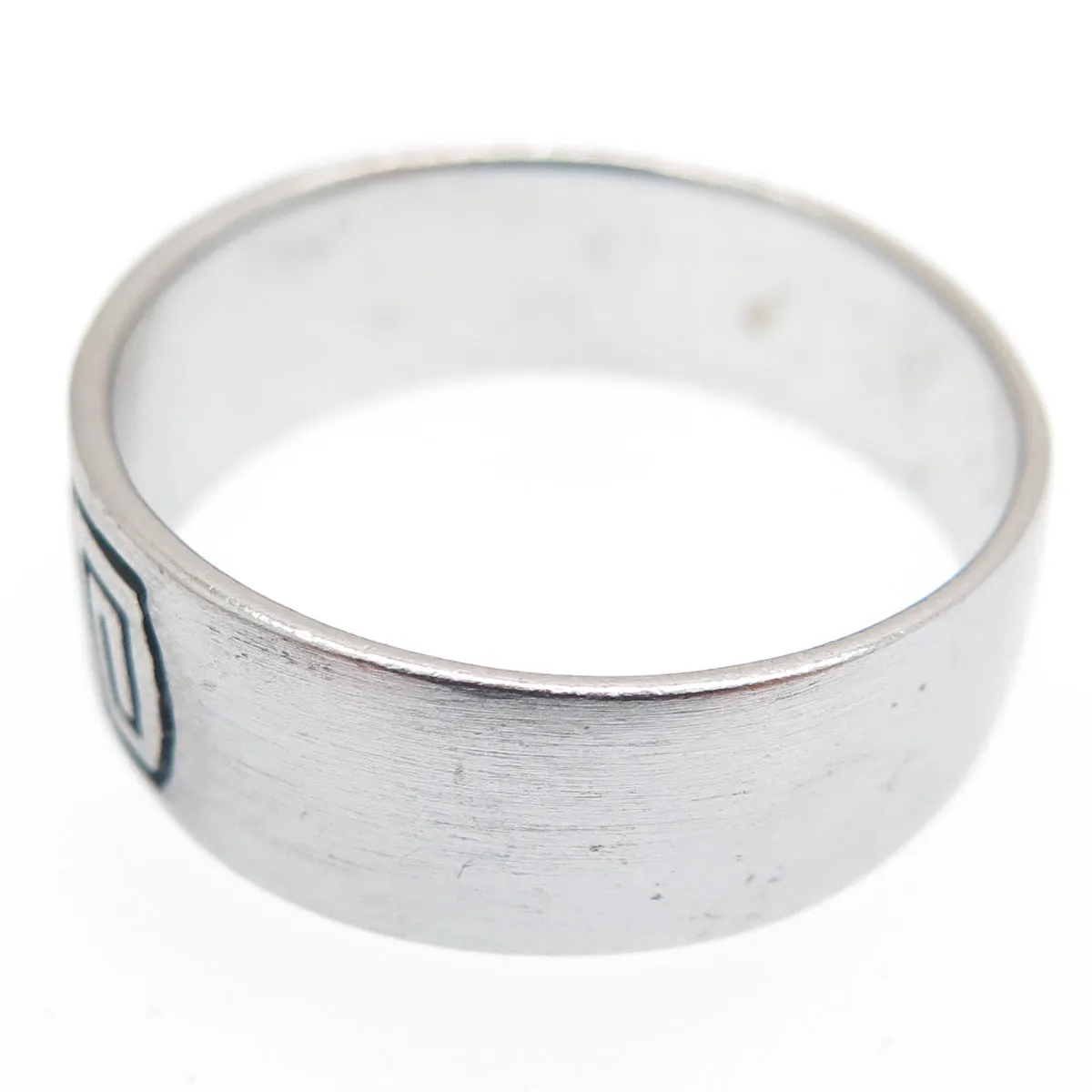 925 Sterling Silver Vintage Ethnic Oxidized Band Ring Size 8.75