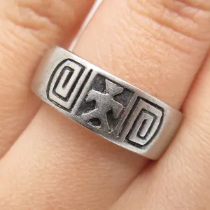 925 Sterling Silver Vintage Ethnic Oxidized Band Ring Size 8.75