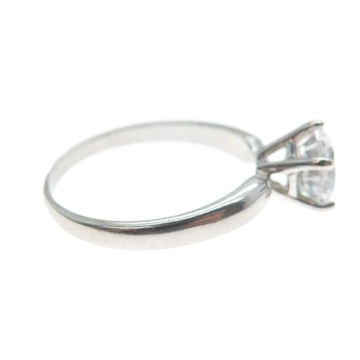 925 Sterling Silver Vintage European Round-Cut C Z Engagement Ring Size 6.25