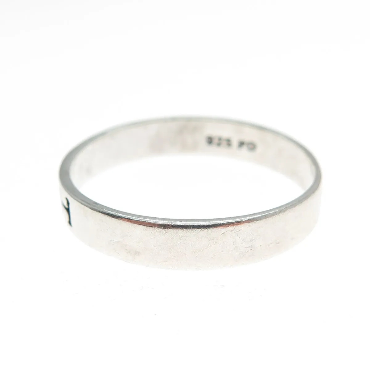 925 Sterling Silver Vintage Faith Oxidized Band Ring Size 10.25