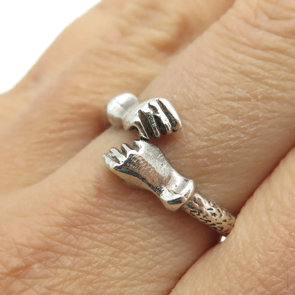 925 Sterling Silver Vintage Friendship Adjustable Ring Size 7.25