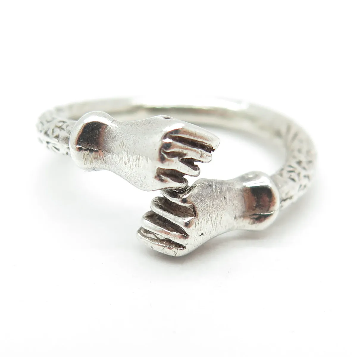 925 Sterling Silver Vintage Friendship Adjustable Ring Size 7.25