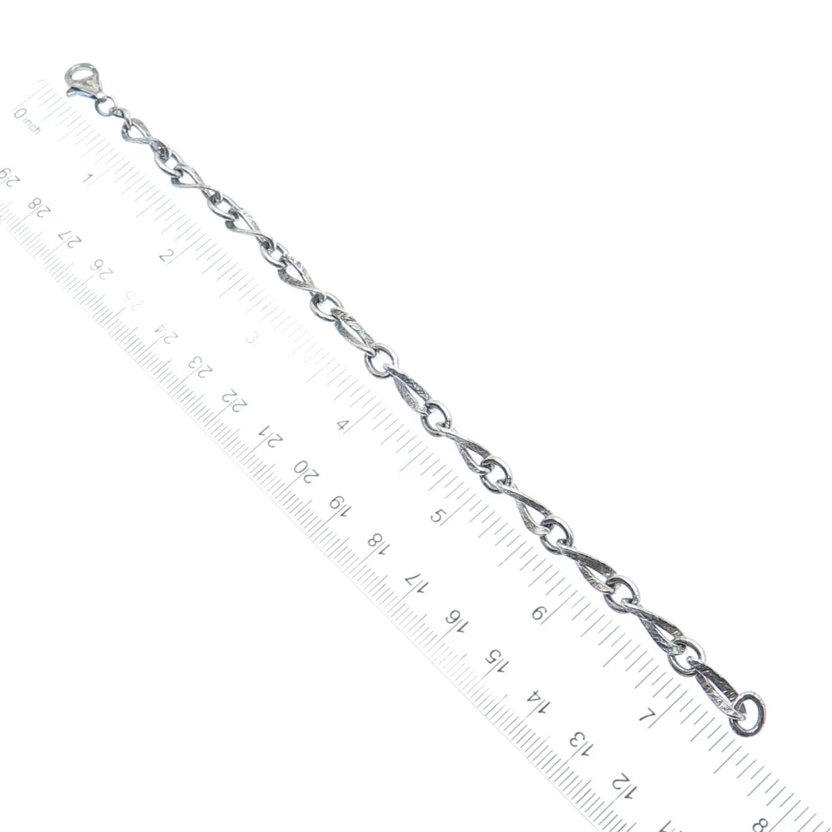 925 Sterling Silver Vintage Italy Modernist Oxidized Twisted Link Bracelet 7"