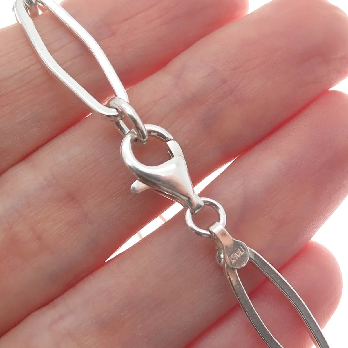 925 Sterling Silver Vintage Italy Paperclip Link Bracelet 7"