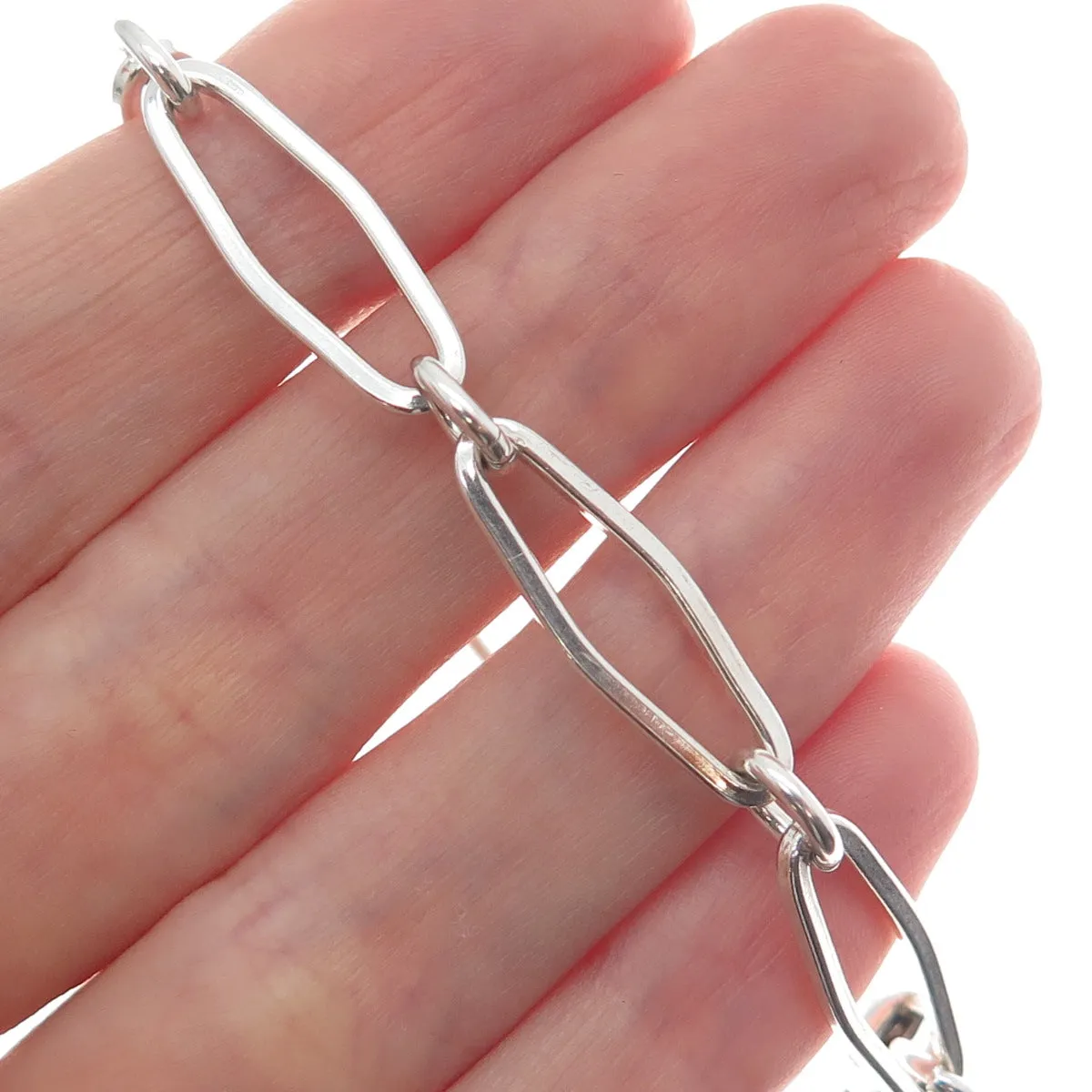 925 Sterling Silver Vintage Italy Paperclip Link Bracelet 7"