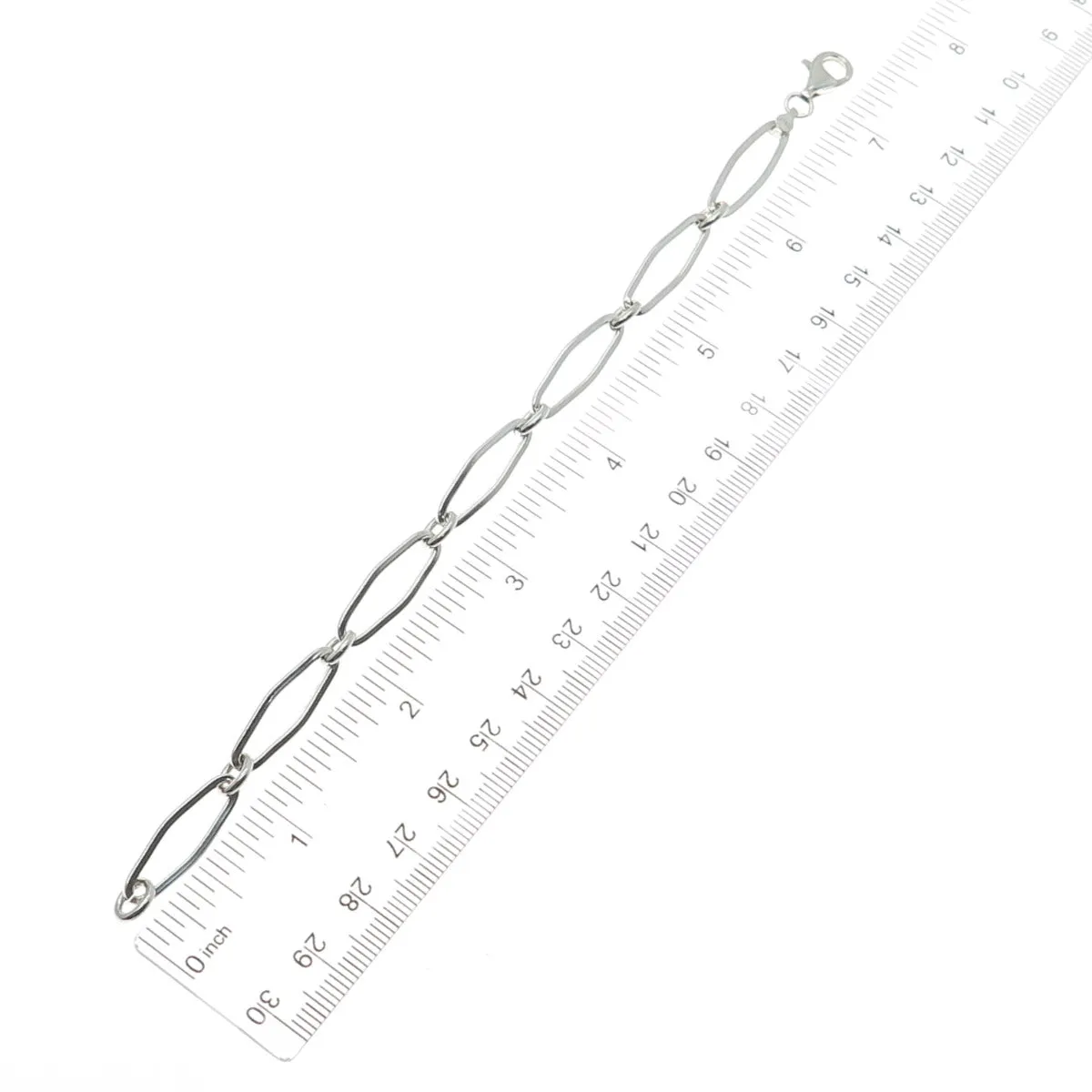 925 Sterling Silver Vintage Italy Paperclip Link Bracelet 7"