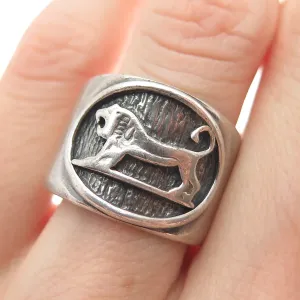 925 Sterling Silver Vintage Lion / Leo Zodiac Sign Wide Ring Size 8.5