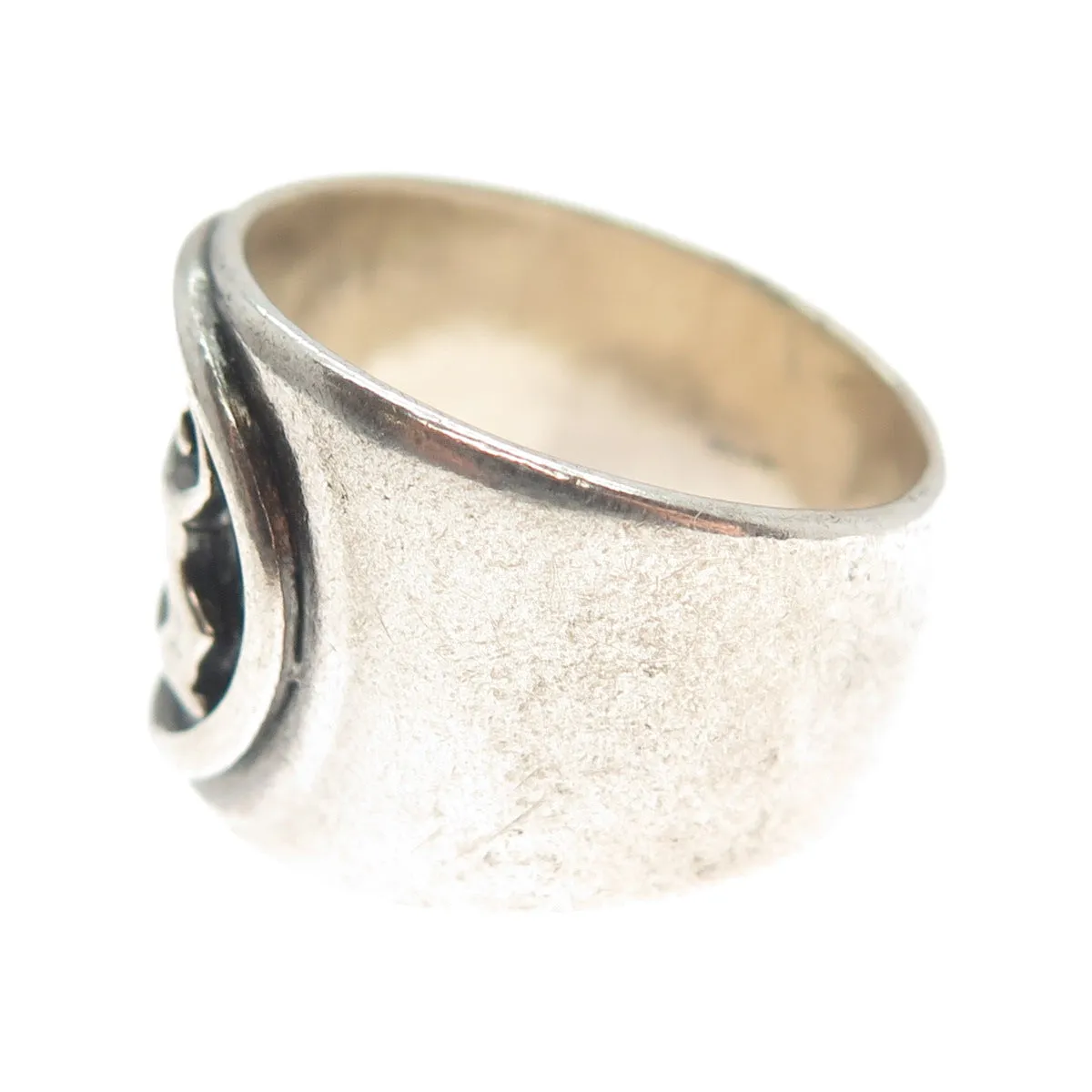 925 Sterling Silver Vintage Lion / Leo Zodiac Sign Wide Ring Size 8.5