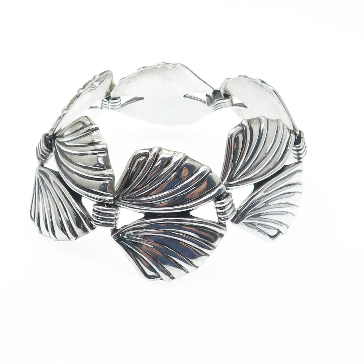 925 Sterling Silver Vintage Mexico Butterfly Wing Link Bracelet 7"