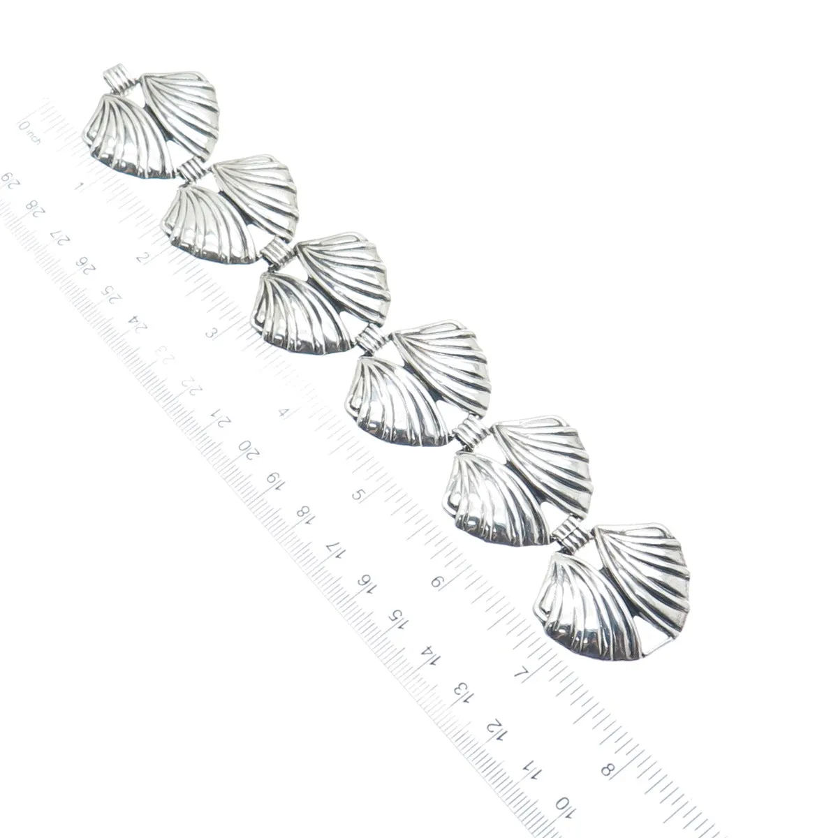 925 Sterling Silver Vintage Mexico Butterfly Wing Link Bracelet 7"
