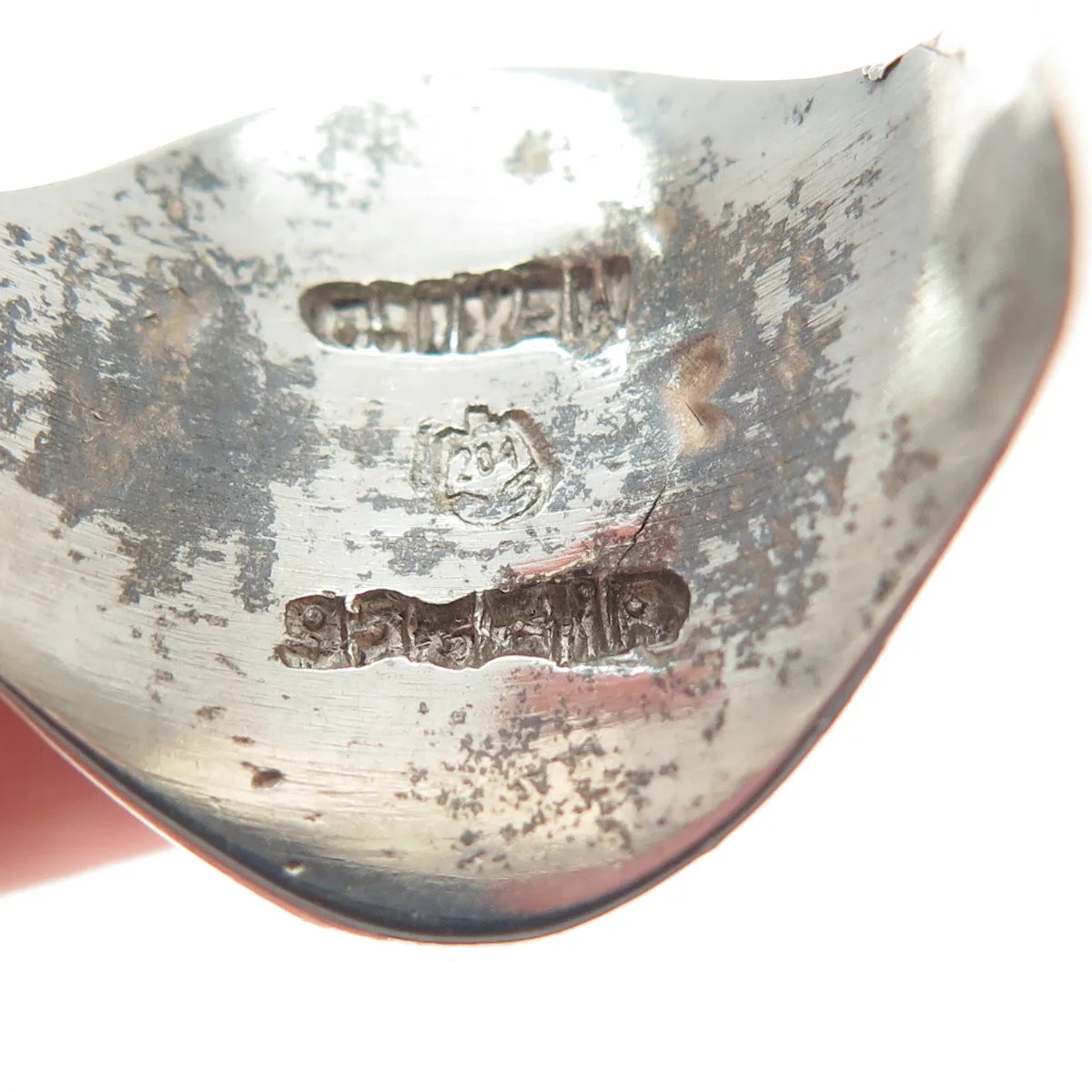 925 Sterling Silver Vintage Mexico Faux Turquoise Tribal Ring Size 12.25