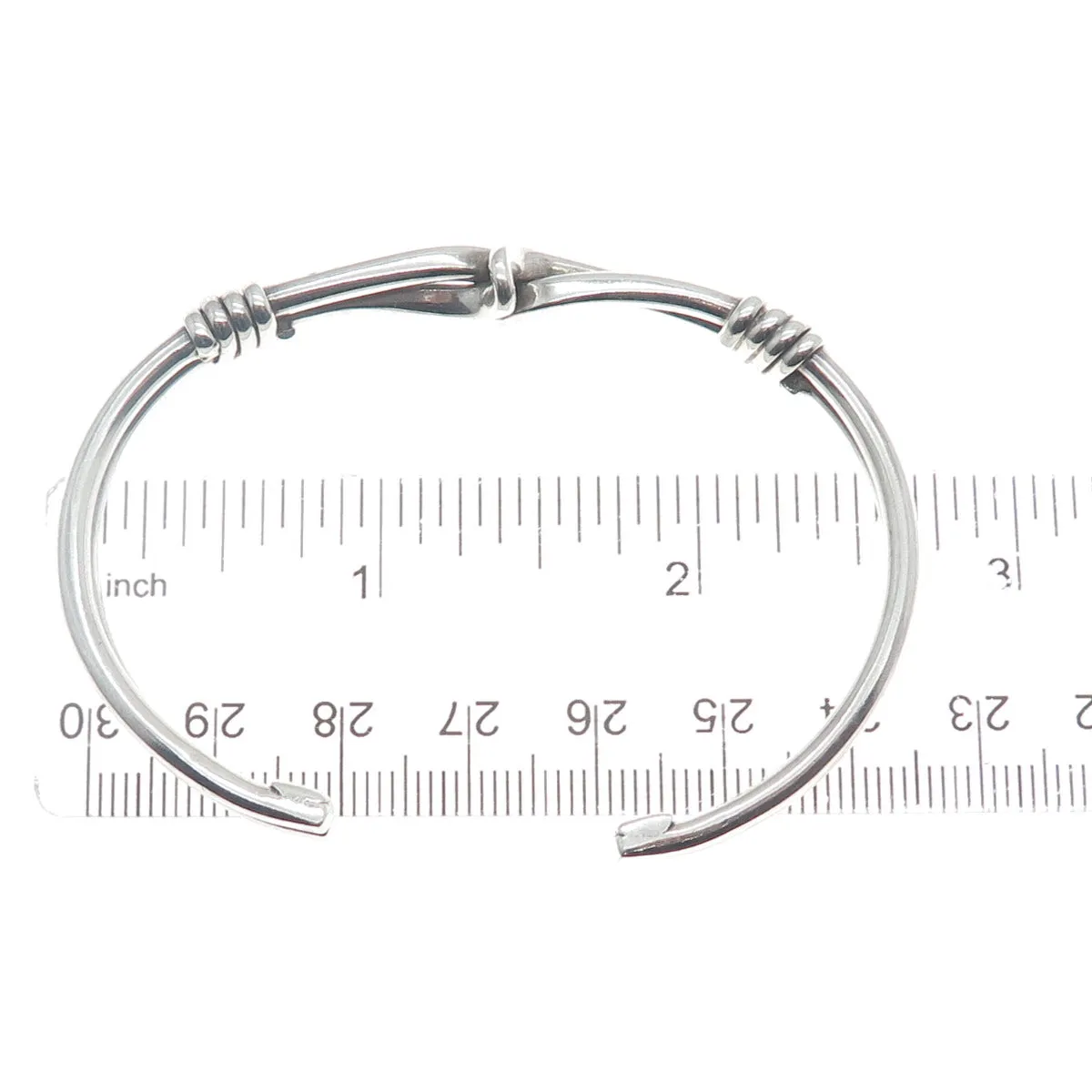 925 Sterling Silver Vintage Mexico Love Touch Adjustable Cuff Bracelet 5.75"