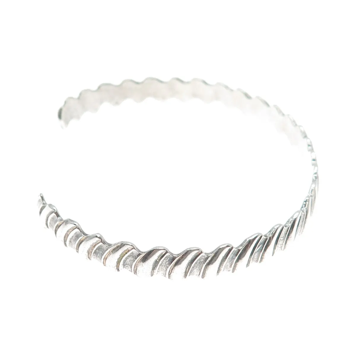 925 Sterling Silver Vintage Modernist Oxidized Adjustable Cuff Bracelet 7.5"