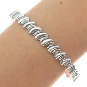 925 Sterling Silver Vintage Modernist Oxidized Adjustable Cuff Bracelet 7.5"
