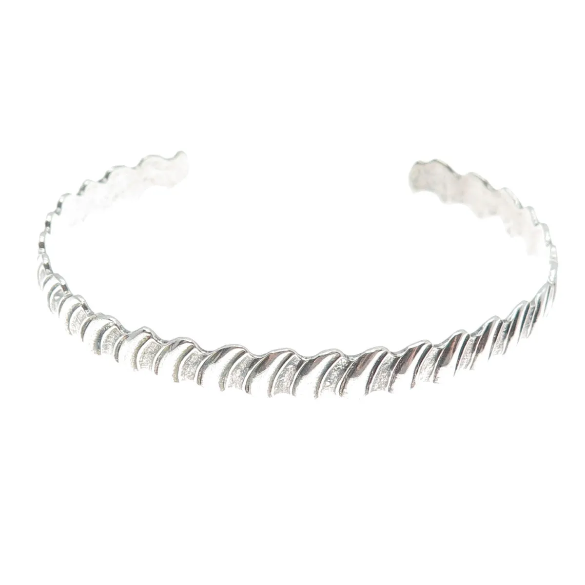 925 Sterling Silver Vintage Modernist Oxidized Adjustable Cuff Bracelet 7.5"