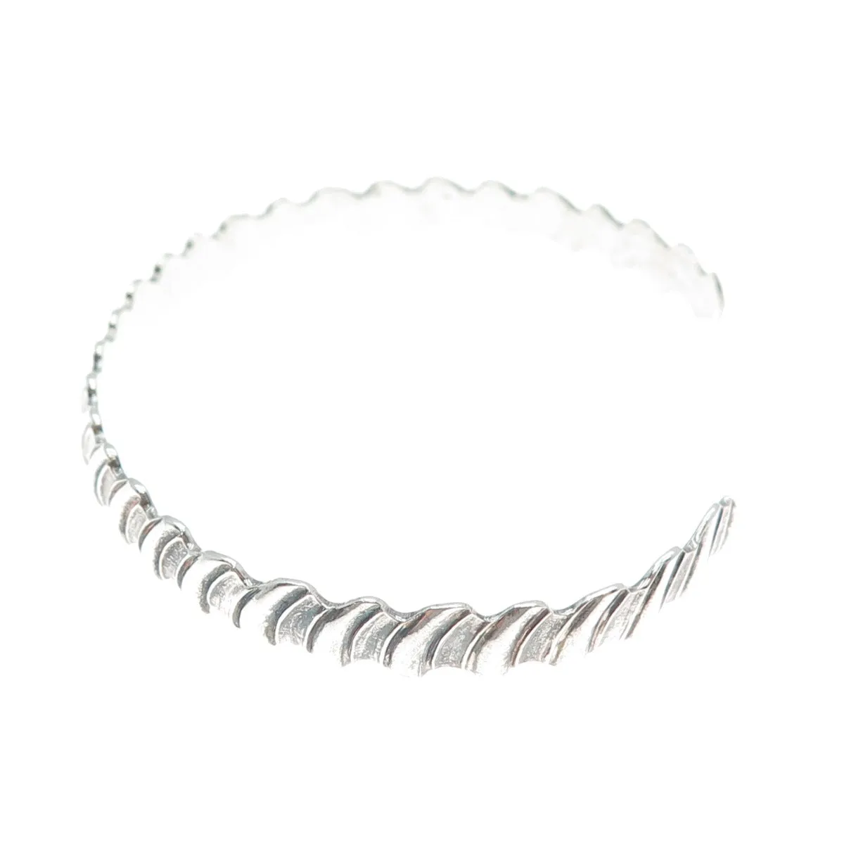 925 Sterling Silver Vintage Modernist Oxidized Adjustable Cuff Bracelet 7.5"