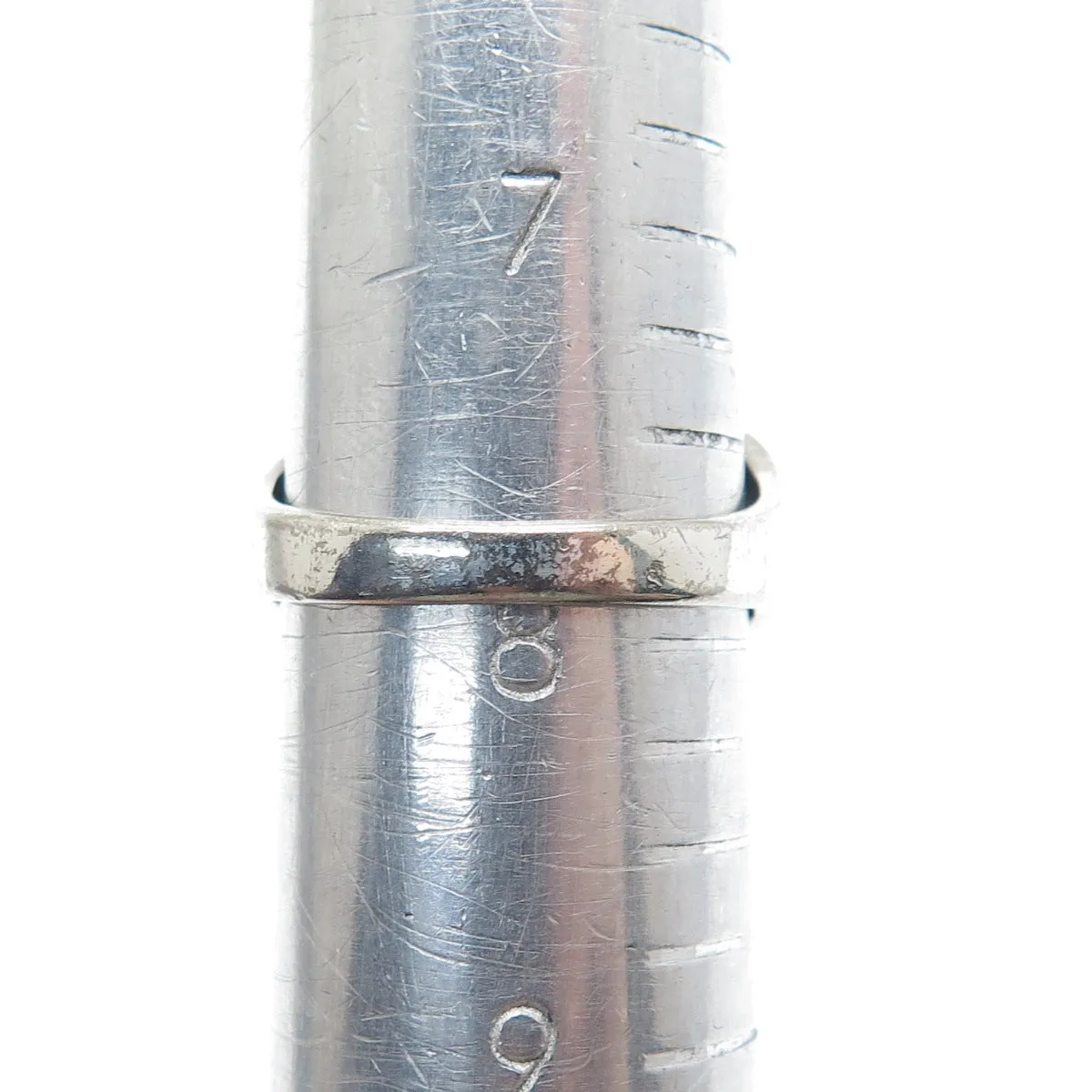 925 Sterling Silver Vintage Modernist Ribbed Dome Oxidized Ring Size 8