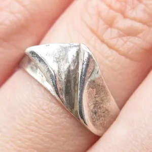 925 Sterling Silver Vintage Modernist Wavy Oxidized Ring Size 7.25