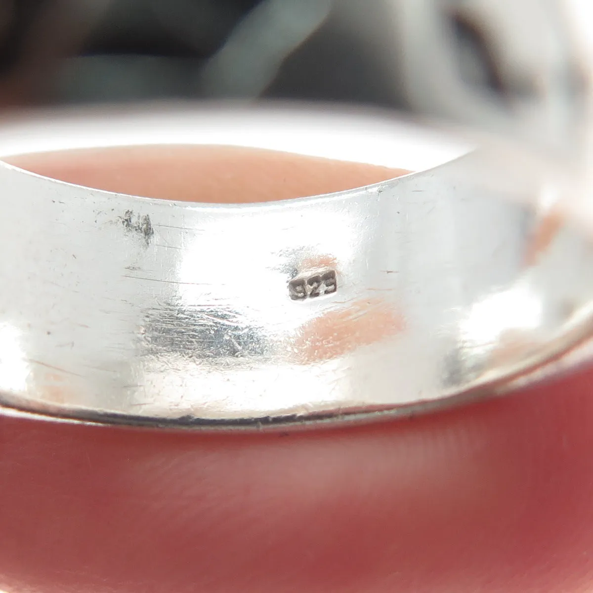 925 Sterling Silver Vintage Zodiac Calendar Oxidized Band Ring Size 9.25