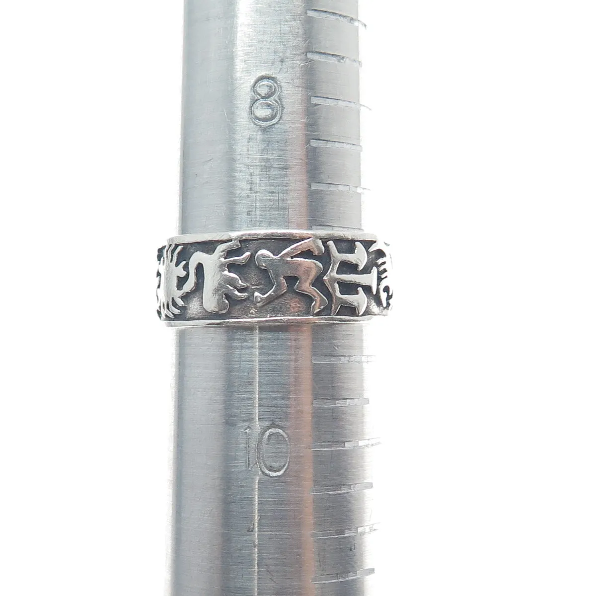 925 Sterling Silver Vintage Zodiac Calendar Oxidized Band Ring Size 9.25