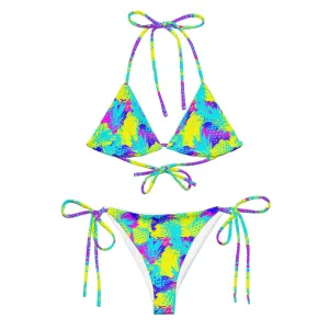 Abstract Pineapples Recycled String Bikini