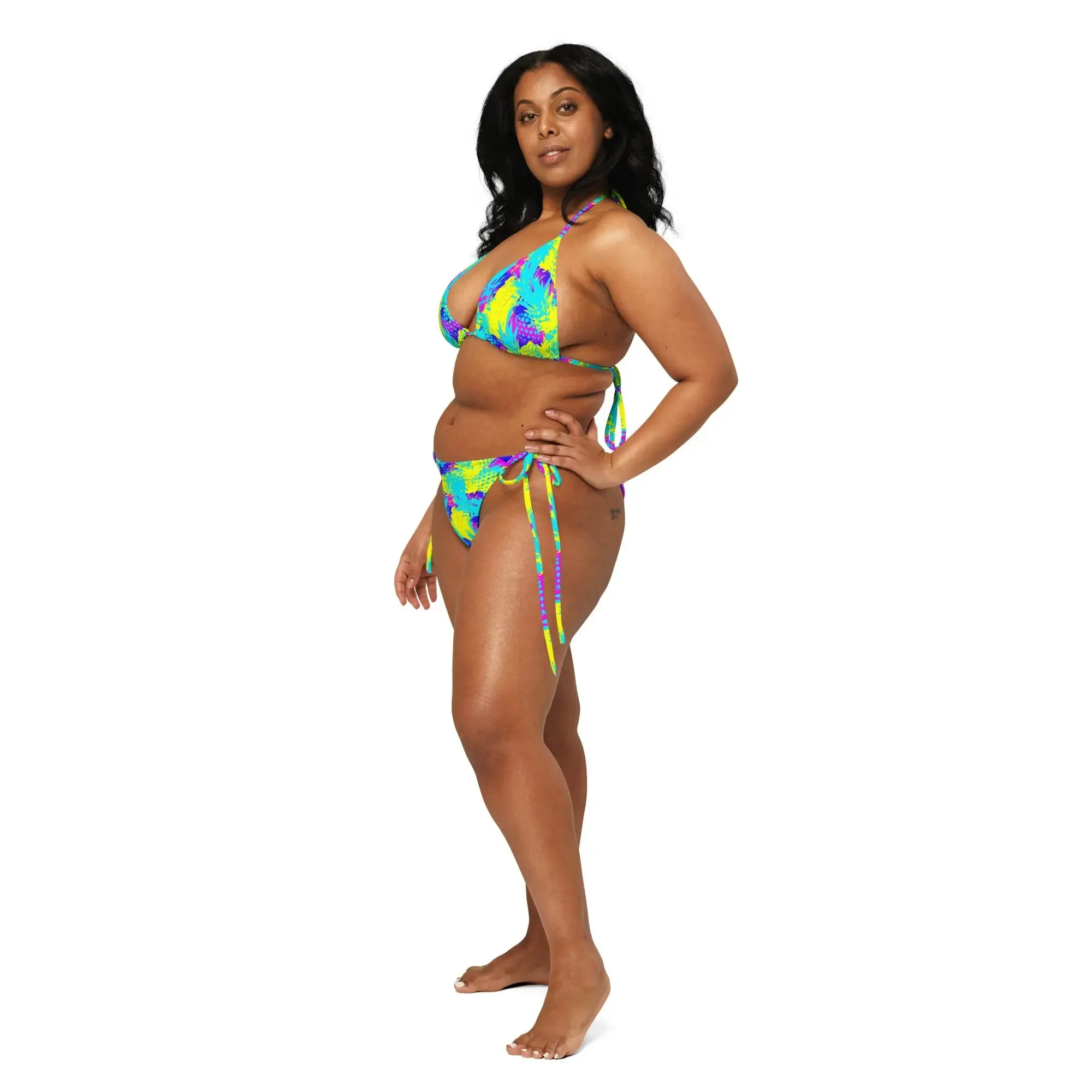 Abstract Pineapples Recycled String Bikini
