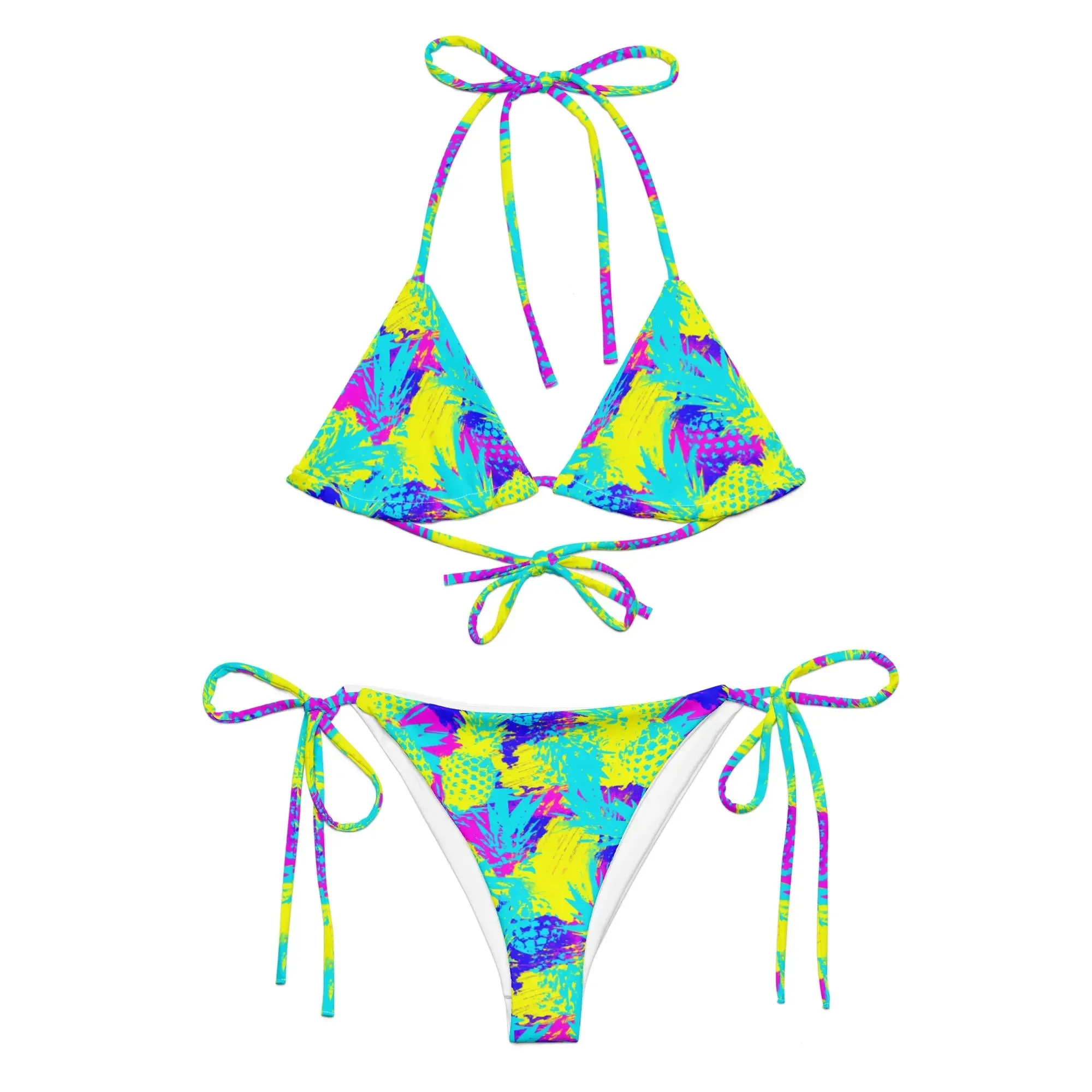Abstract Pineapples Recycled String Bikini
