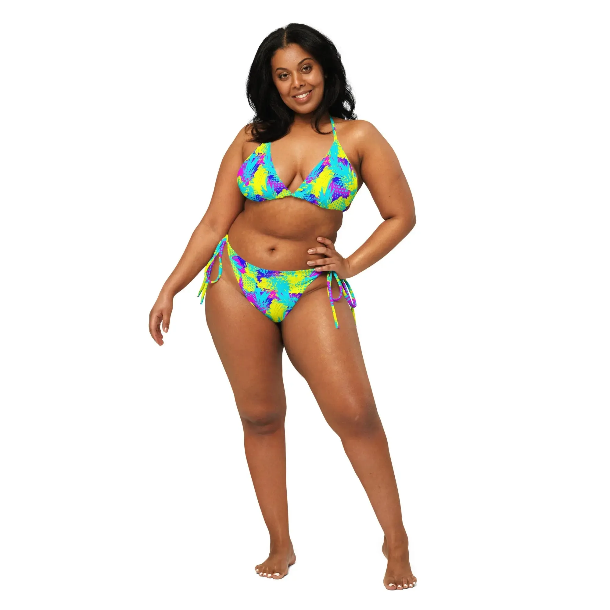 Abstract Pineapples Recycled String Bikini