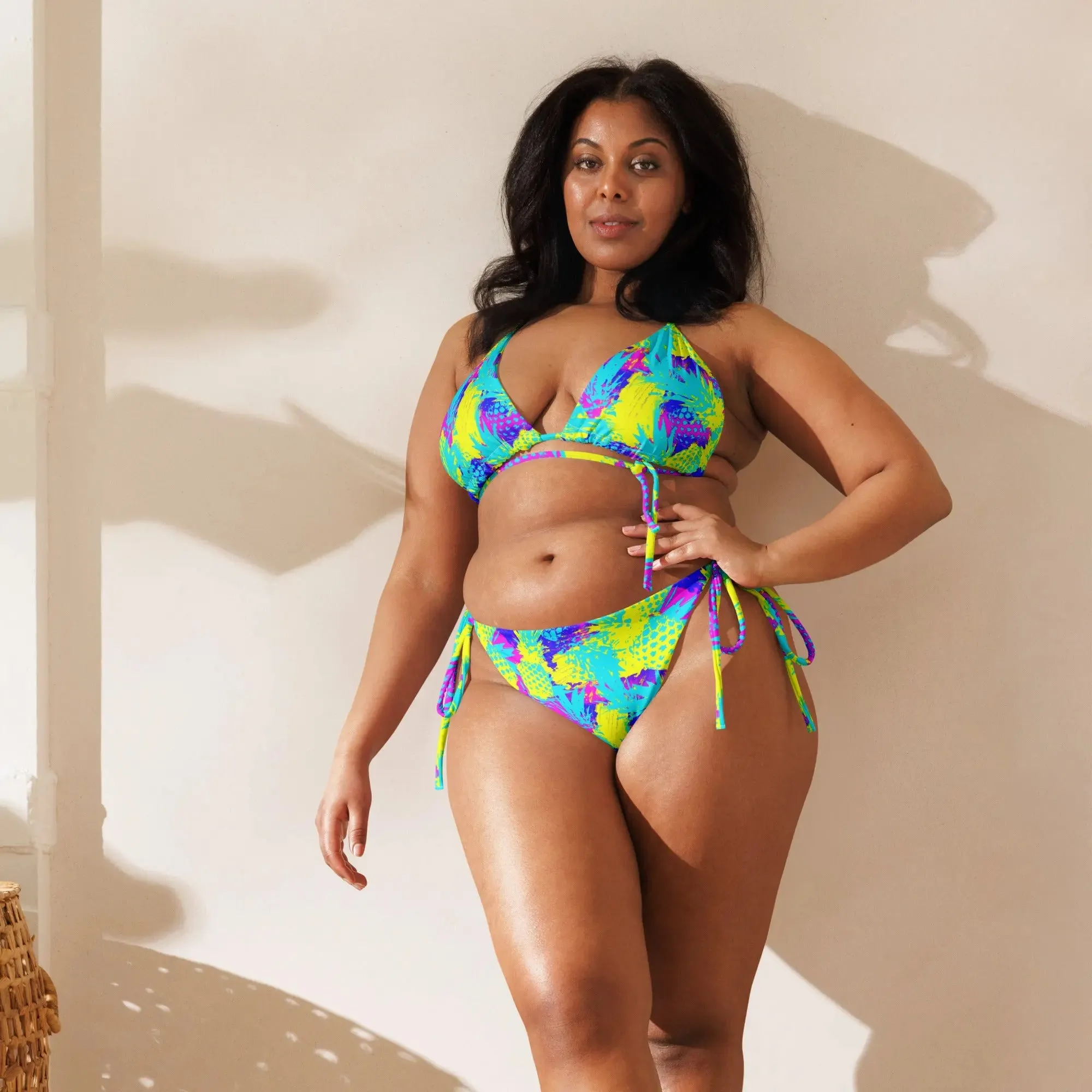 Abstract Pineapples Recycled String Bikini