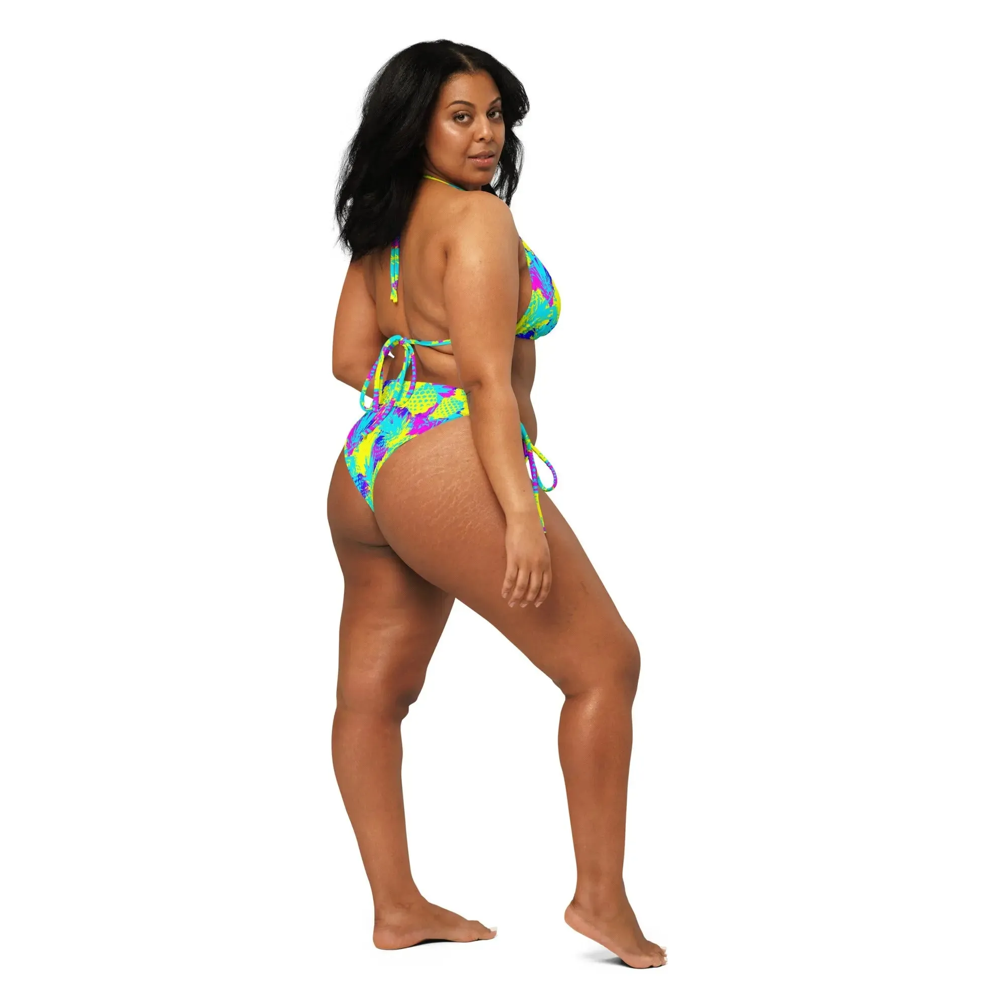 Abstract Pineapples Recycled String Bikini