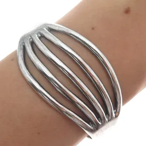 ALICIA DE LA PAZ 950 Silver Vintage Mexico Modernist Adjustable Cuff Bracelet 6"