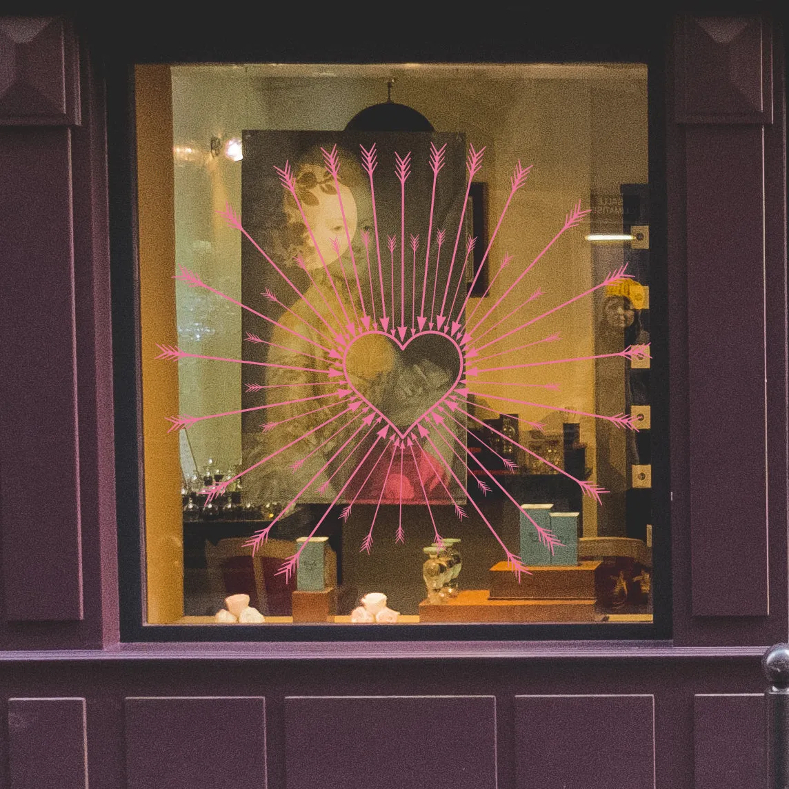 Arrow Heart Retail Shop Window Sticker Vinyl