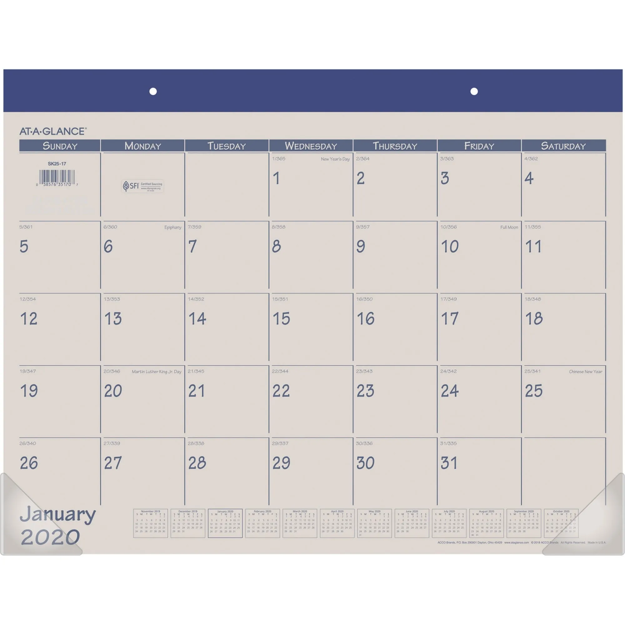 At-A-Glance Fashion Color Monthly Desk Pad