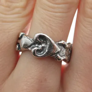 ATHRA TRADING 925 Sterling Silver Vintage Heart & Anchor Oxidized Ring Size 7.5