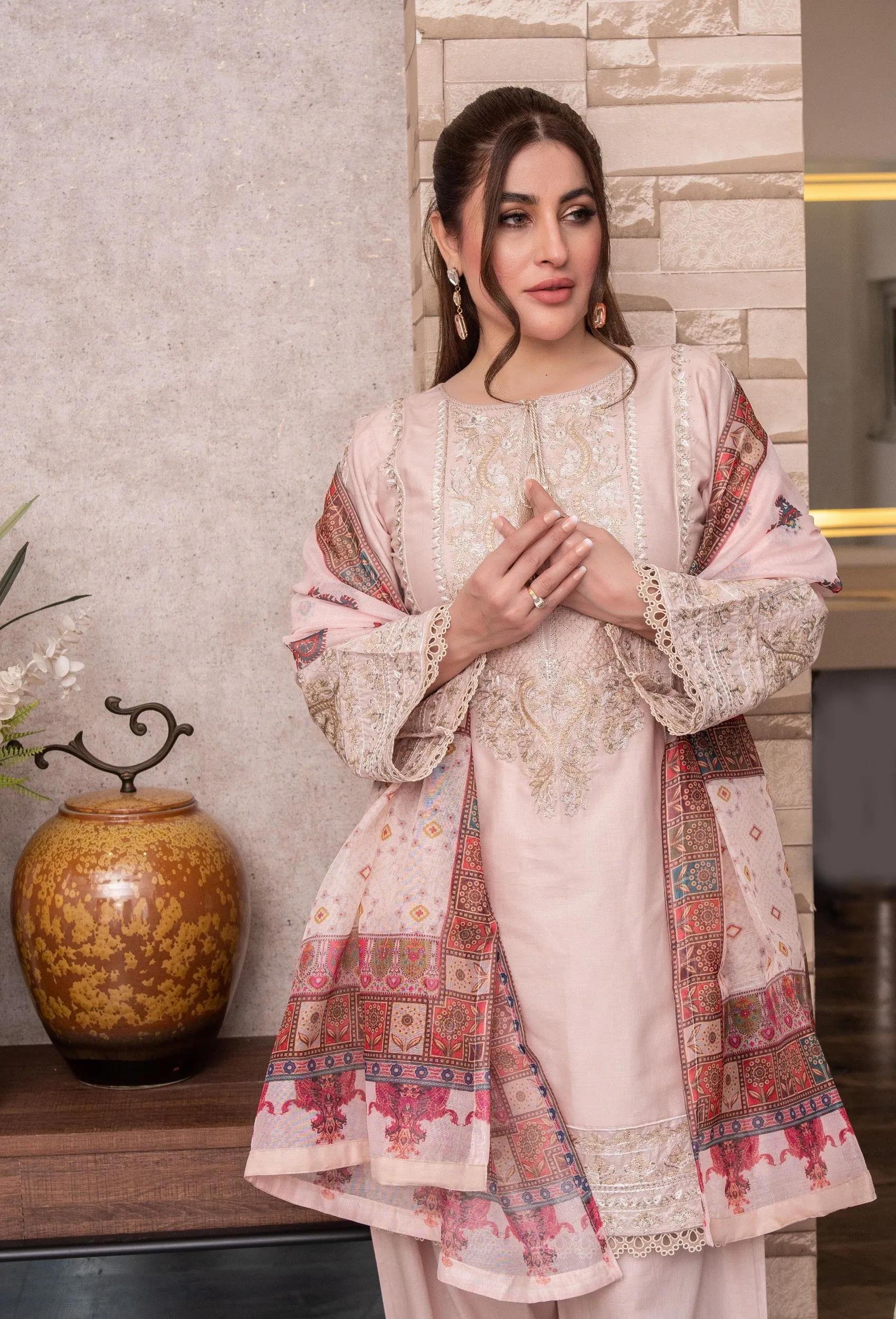 ATR-1149- light peach - Sehrish B Lux Cotton