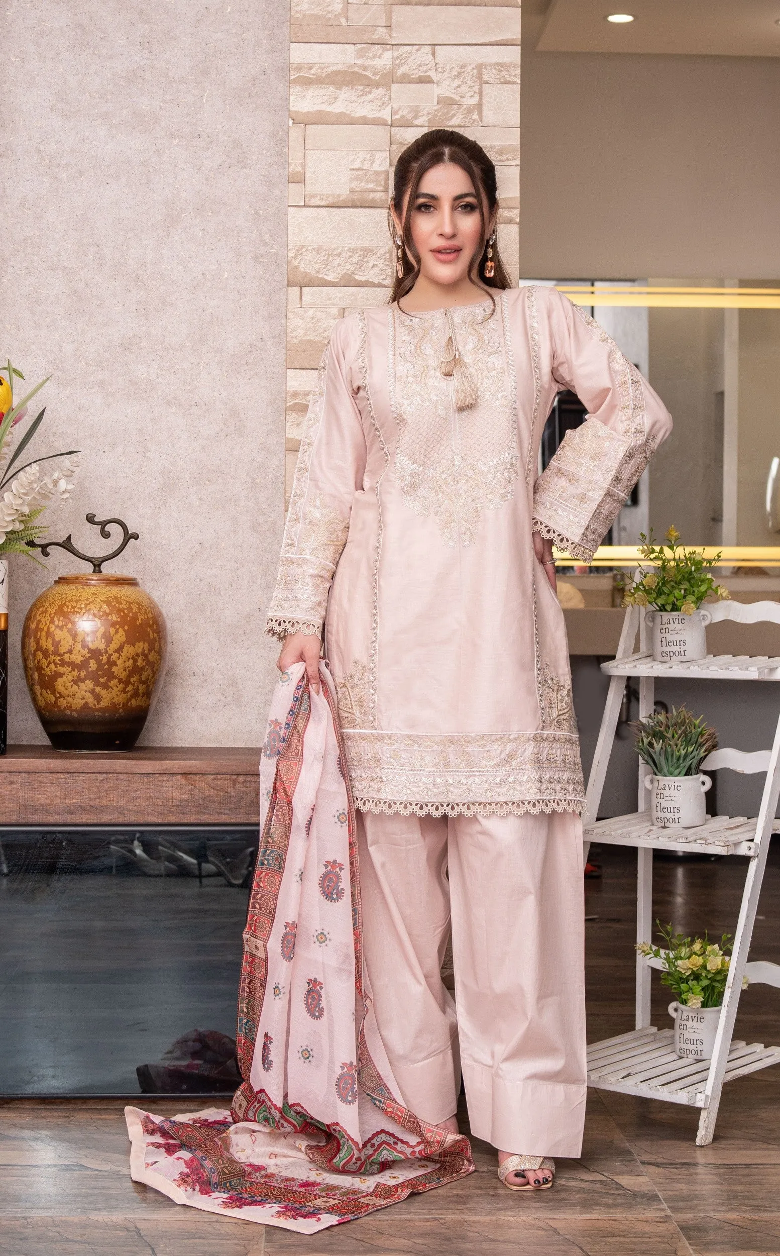 ATR-1149- light peach - Sehrish B Lux Cotton