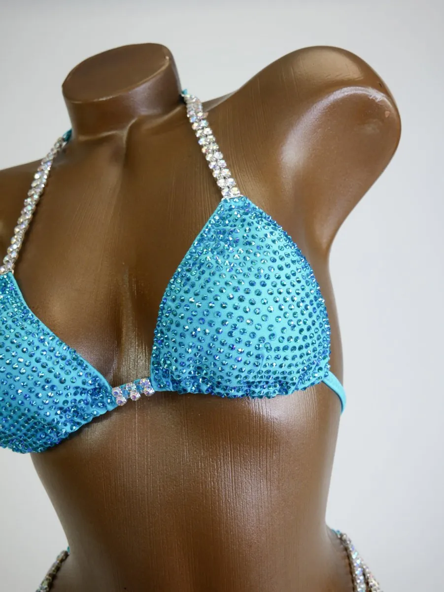Baby Blue Peacock Bikini Suit