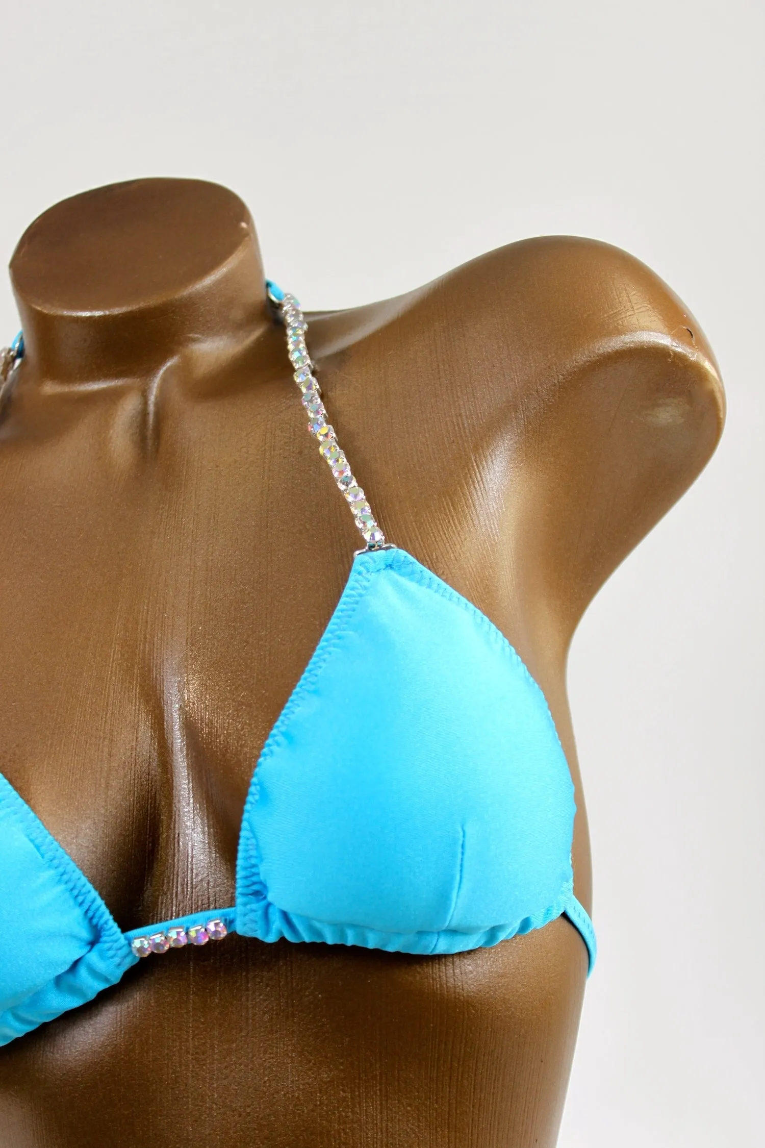Baby Blue Satin Spandex Bikini Suit