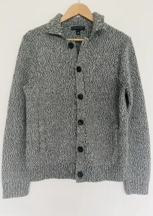 BANANA REPUBLIC Mens Cardigan Sweater Sz S Gray 100% Merino Extra Fine Wool