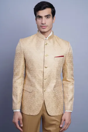 Banarasi Rayon Cotton Beige Bandhgala