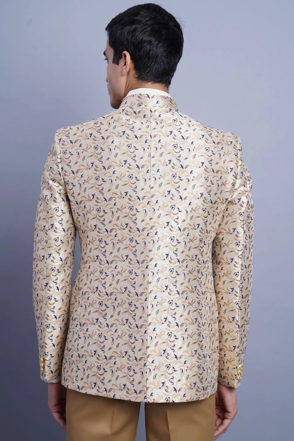 Banarasi Rayon Cotton Beige Bandhgala