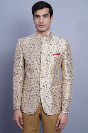 Banarasi Rayon Cotton Beige Bandhgala