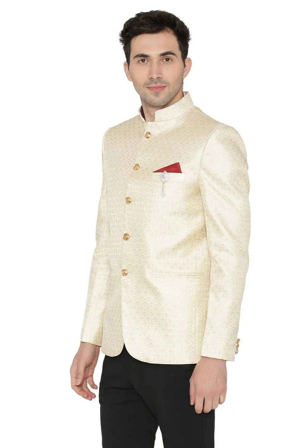 Banarasi Rayon Cotton Cream Bandhgala