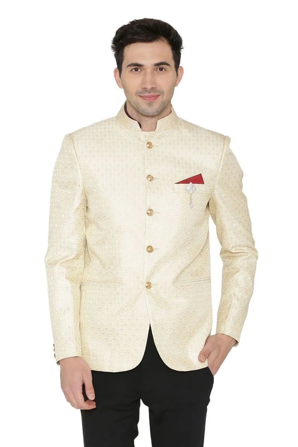 Banarasi Rayon Cotton Cream Bandhgala