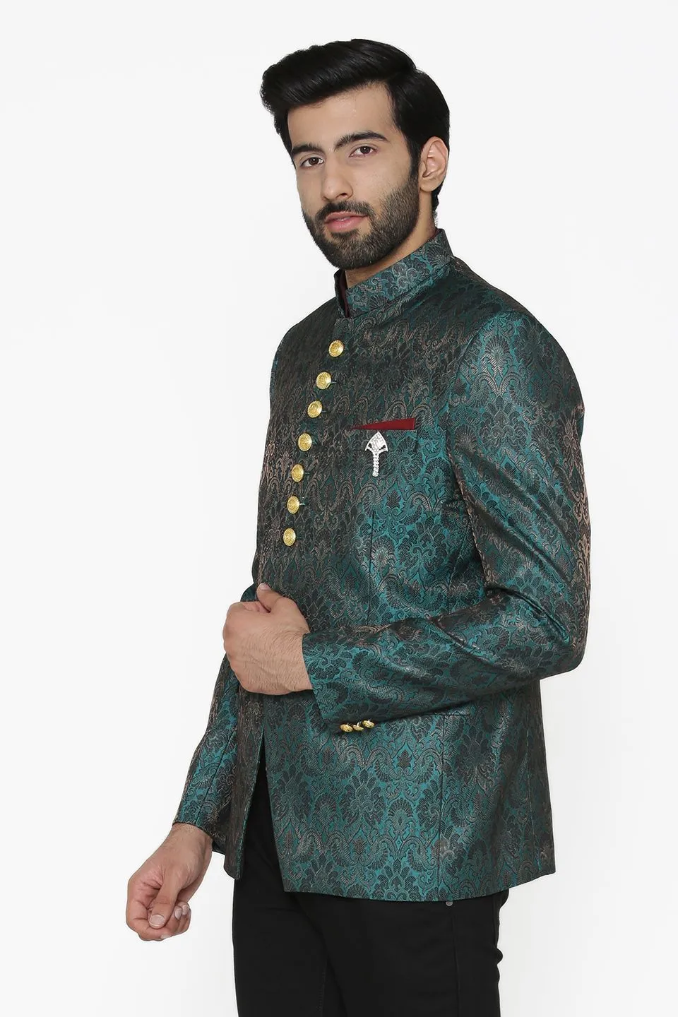 Banarasi Rayon Cotton Green Blazer