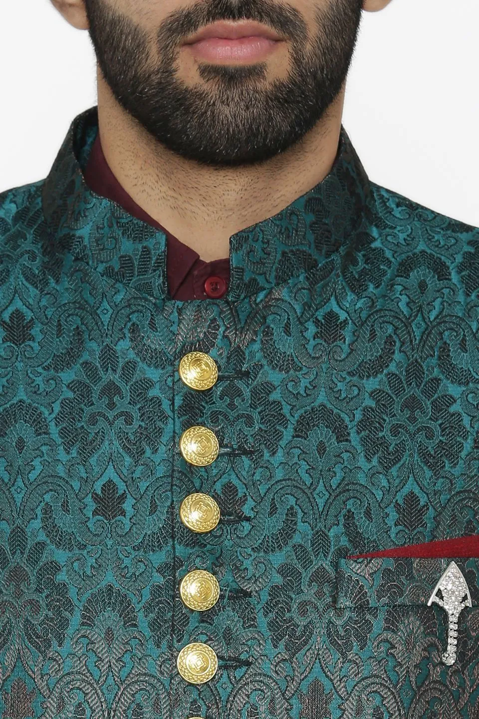 Banarasi Rayon Cotton Green Blazer