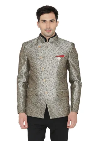 Banarasi Rayon Cotton Grey Bandhgala