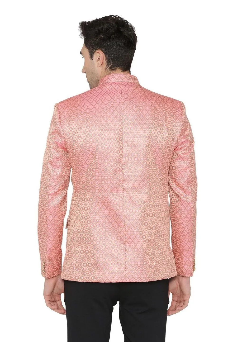 Banarasi Rayon Cotton Pink Bandhgala