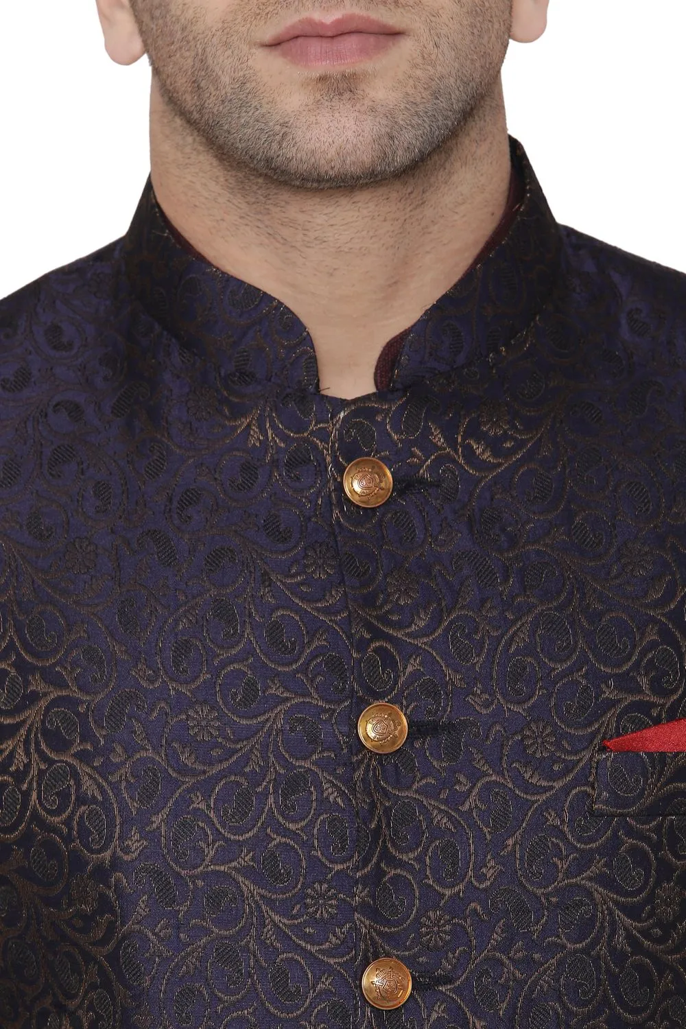Banarasi Rayon Cotton Purple Bandhgala Blazer