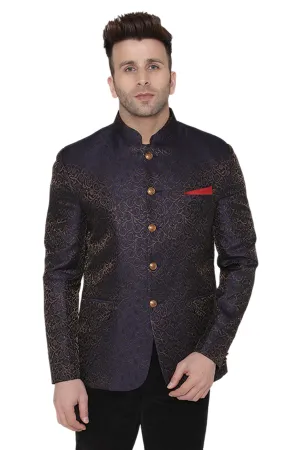 Banarasi Rayon Cotton Purple Bandhgala Blazer